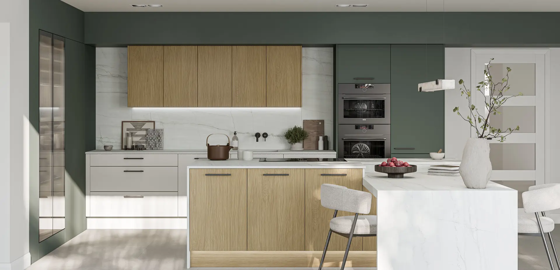 Unity Woodgrain Striped Light Oak Mossgreen 2