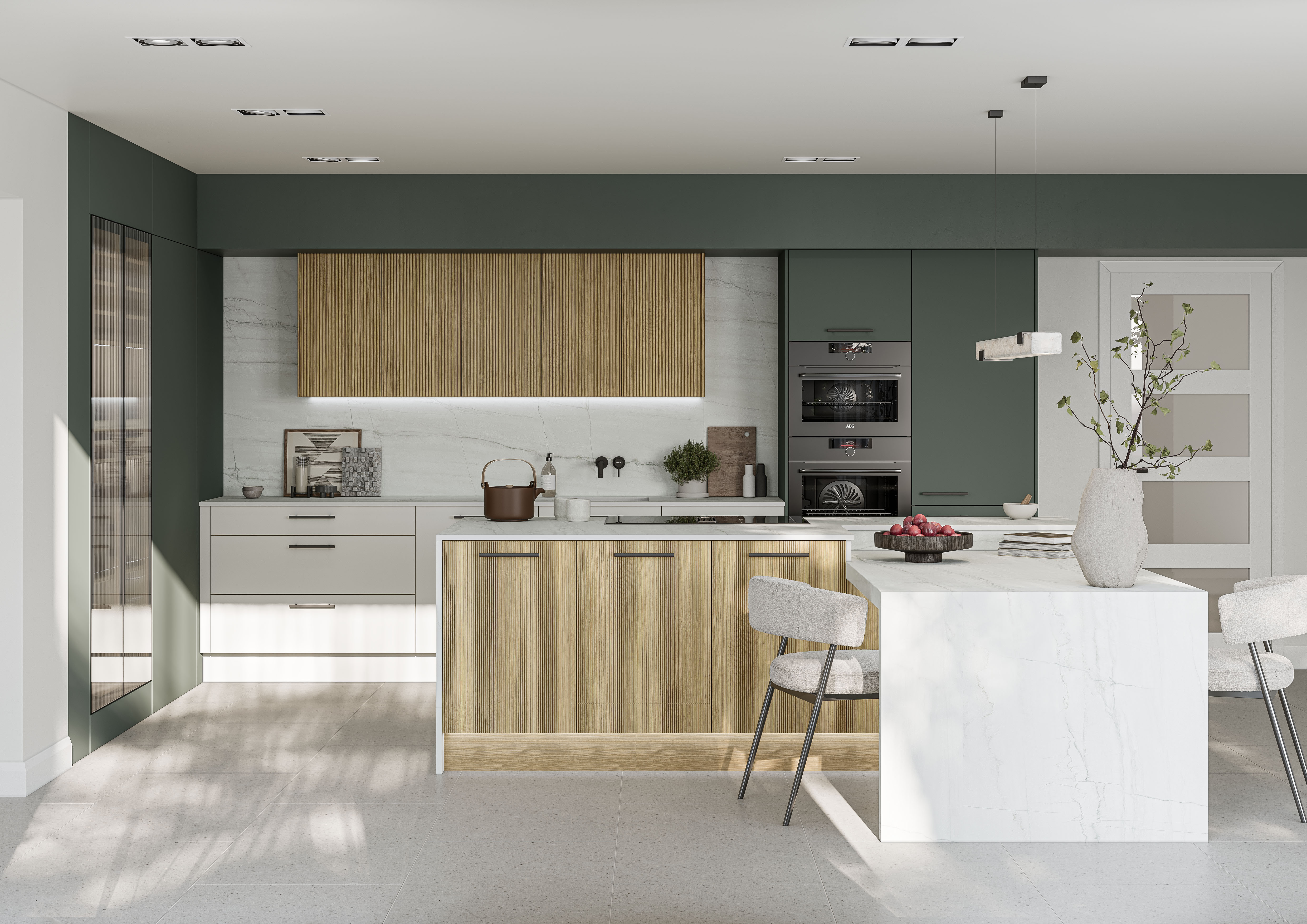 Unity Woodgrain Striped Light Oak Mossgreen 2